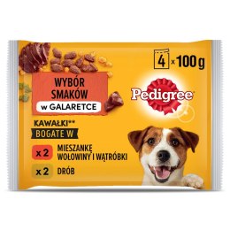 Pedigree Pedigree Mokra Karma Dla Dorosłych Psów W Galaretce (Z Wołowiną, Z Drobiem) 4x100g