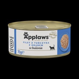 Applaws APPLAWS Tuna Fillet With Crab In Broth Tin 70g