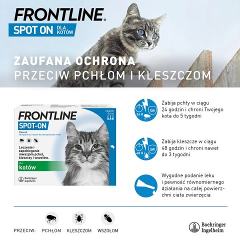Frontline (Boehringer Ingelheim) FRONTLINE Spot On Dla Kotów 3x0,5ml