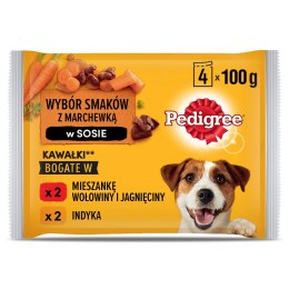 Pedigree Pedigree Mokra Karma Dla Dorosłych Psów W Sosie (Z Wołowiną I Jagnięciną, Z Indykiem I Marchewką) 4x100g