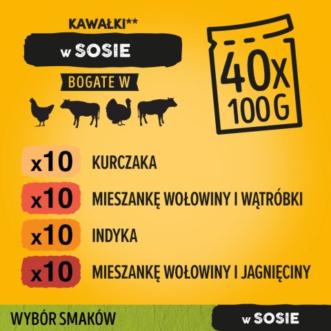 Pedigree Pedigree Mokra Karma Dla Dorosłych Psów Saszetka Mix Smaków (Z Kurczakiem I Warzywami, Z Wołowiną I Warzywami, Z Indykiem I Marc