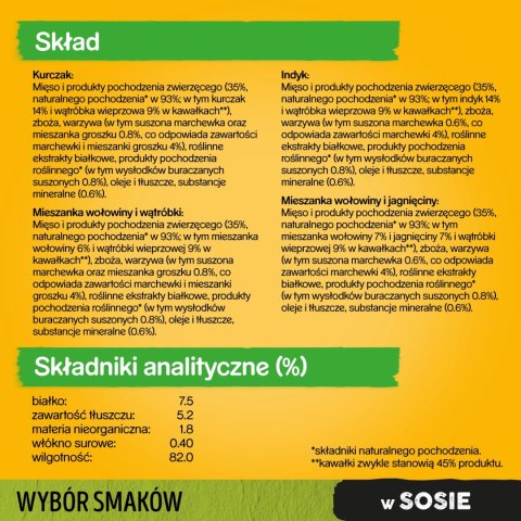 Pedigree Pedigree Mokra Karma Dla Dorosłych Psów Saszetka Mix Smaków (Z Kurczakiem I Warzywami, Z Wołowiną I Warzywami, Z Indykiem I Marc
