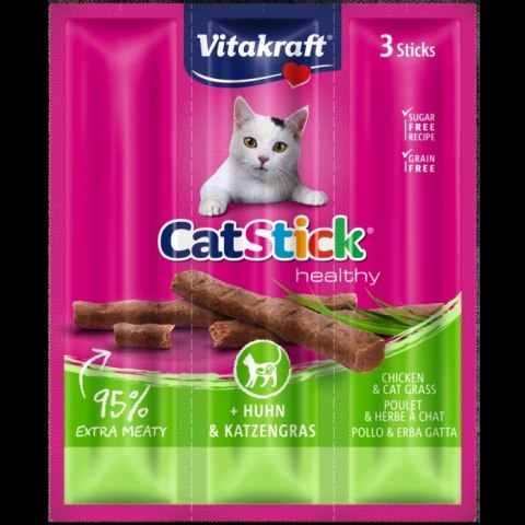 Vitakraft Vitakraft Cat Stick Mini Kabanosy Z Kurczakiem I Trawą 3x18g