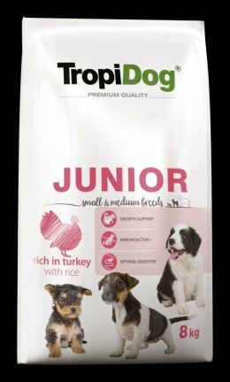 Tropidog Tropidog Premium Junior Small And Medium Breeds Łosoś Z Ryżem 8kg