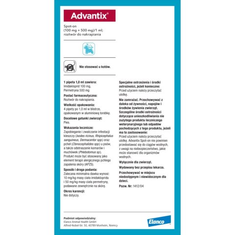 Bayer Bayer Advantix Krople Na Kleszcze I Pchły 4x1ml