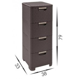 Curver Curver Regał Z Szufladami Ciemny Brąz 4x14l