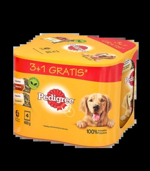 Pedigree Pedigree Adult 3+1 Puszka Mokra Karma Dla Psów W Galaretce (2x Z Kurczakiem, 2x Z Wołowiną) 4x400g