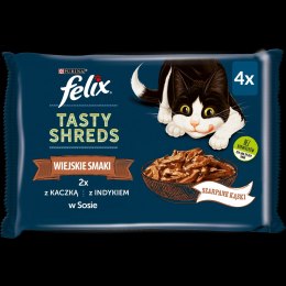 Felix Felix Tasty Shreds Mokra Karma Dla Kota Z Kaczką I Indykiem W Sosie 4x80g