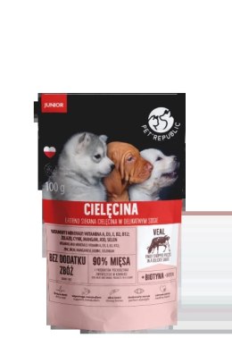 Pet Republic PetRepublic JUNIOR drobno siekane kawałki w delikatnym sosie - cielęcina 100g dla psa