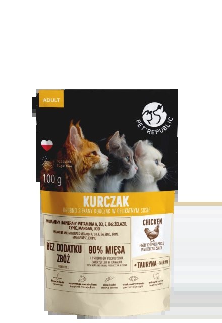 Pet Republic PetRepublic drobno siekane kawałki w delikatnym sosie kurczak 100g dla kota