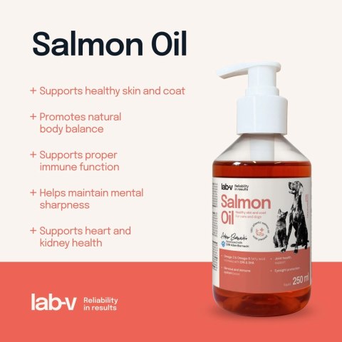 LAB-V Lab-V Olej Z Łososia 100% Dla Psa I Kota W Każdym Wieku 250ml