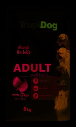 Tropidog Tropidog Premium Adult Small Breeds Z Indykiem I Ryżem 8kg