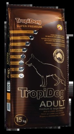 Tropidog Tropidog Super Premium Adult Medium & Large Breed Jagnięcina Z Ryżem 15kg