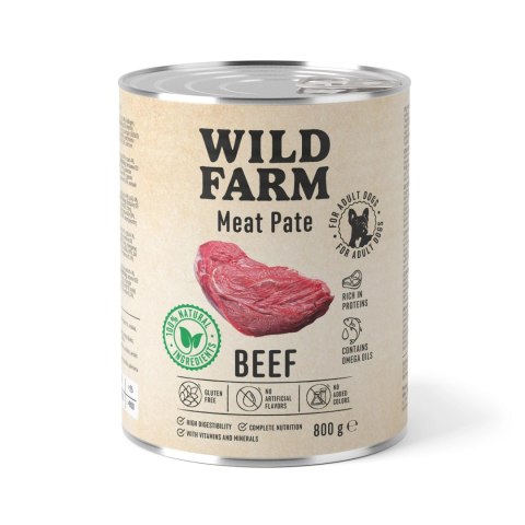 Wild Farm Wild Farm Pate Beef 800g - Mokra Karma z Wołowiną dla Psów