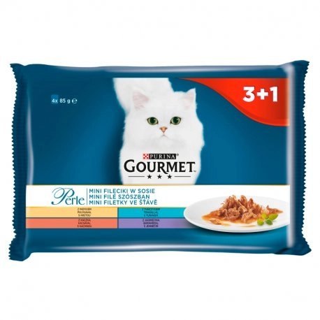 Gourmet GOURMET Perle karma dla dorosłych kotów Mini Fileciki w sosie 4x85g